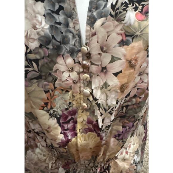Margaret O'Leary 100% Silk Kelsie Floral Flutter Sleeve Blouse Size Small - Picture 3 of 6